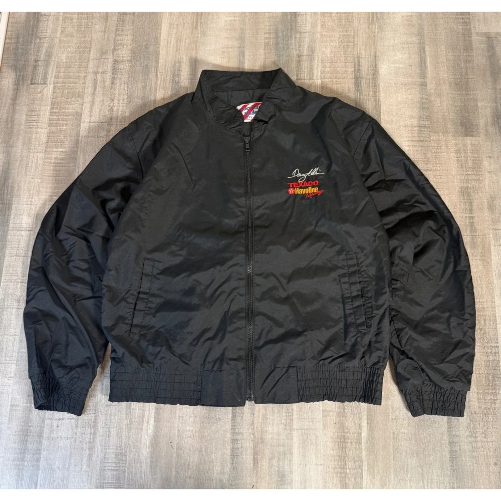 Vintage Davey Allison Texaco Havoline Racing Jacket Black Mens Large USA Made